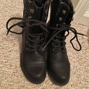 Black combat boots